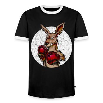 Boxer Kangourou pour les arts martiaux - T-shirt contrasté Homme - noir/blanc - Devant - AI Model Female 172 light (172cm) & AI Model Male 178 light (178cm)