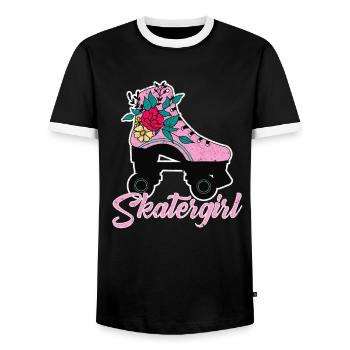 Skatergirl - Rollschuh Design - Männer Kontrast-T-Shirt - Schwarz/Weiß - Vorne - AI Model Female 172 light (172cm) & AI Model Male 178 light (178cm)