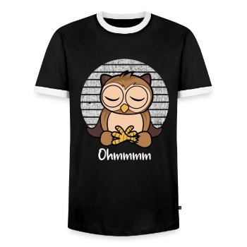 Meditation Eule - Yoga Eule - Männer Kontrast-T-Shirt - Schwarz/Weiß - Vorne - AI Model Female 172 light (172cm) & AI Model Male 178 light (178cm)