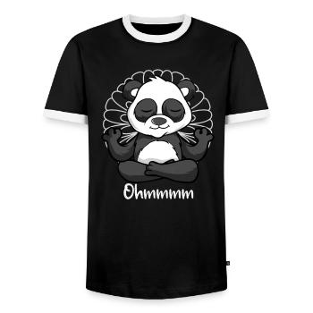 Meditation Panda - Yoga - Meditating Panda - Men's Ringer Shirt - black/white - Front - AI Model Female 172 light (172cm) & AI Model Male 178 light (178cm)