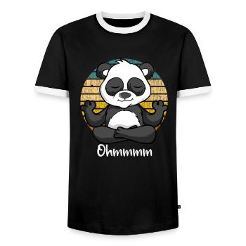 Meditation Panda - Yoga - Meditating Panda - Men's Ringer Shirt - black/white - Front - AI Model Female 172 light (172cm) & AI Model Male 178 light (178cm)