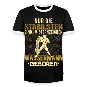 Sternzeichen stabil Wassermann Geschenk - Männer Kontrast-T-Shirt - Schwarz/Weiß - Vorne - AI Model Female 172 light (172cm) & AI Model Male 178 light (178cm)