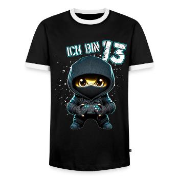 Kinder Geburtstag 13 Jahre - Video Games und Gamer - Männer Kontrast-T-Shirt - Schwarz/Weiß - Vorne - AI Model Female 172 light (172cm) & AI Model Male 178 light (178cm)