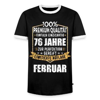 76e anniversaire février Vintage 1948 idée cadeau - T-shirt contrasté Homme - noir/blanc - Devant - AI Model Female 172 light (172cm) & AI Model Male 178 light (178cm)