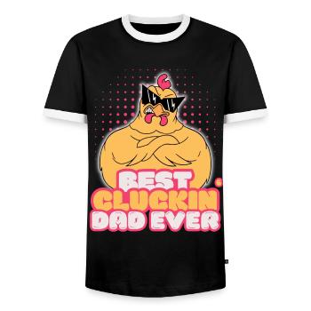 Best Cluckin Dad Ever Chicken Farmer Father's Day - Men's Ringer Shirt - black/white - Front - AI Model Female 172 light (172cm) & AI Model Male 178 light (178cm)