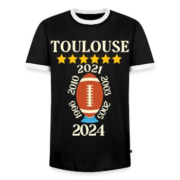 Toulouse Rugby 6 Etoiles Sport Fierté - T-shirt contrasté Homme - noir/blanc - Devant - AI Model Female 172 light (172cm) & AI Model Male 178 light (178cm)