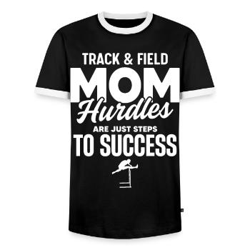 Athletics mother overcomes hurdles to success - Men's Ringer Shirt - black/white - Front - AI Model Female 172 light (172cm) & AI Model Male 178 light (178cm)