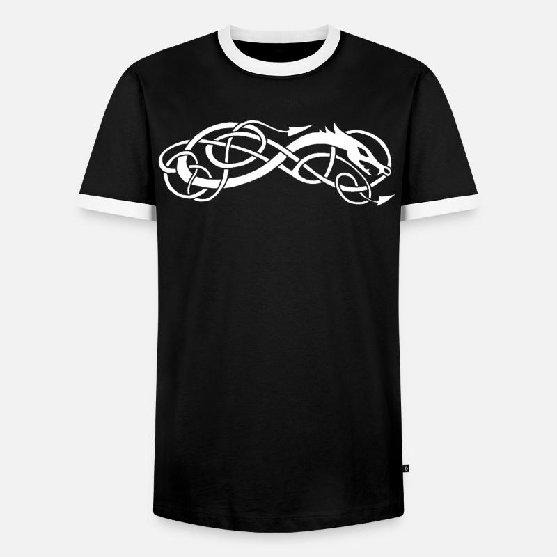 White Celtic Snake - Men's Ringer Shirt - black/white