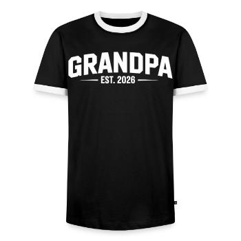 Opa 2026 T-Shirt – Werdender Großvater - Männer Kontrast-T-Shirt - Schwarz/Weiß - Vorne - AI Model Female 172 light (172cm) & AI Model Male 178 light (178cm)