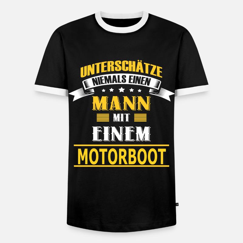 MOTORBOOT - Männer Kontrast-T-Shirt - Schwarz/Weiß