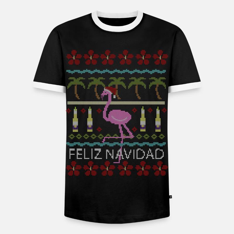 Flamingo - Männer Kontrast-T-Shirt - Schwarz/Weiß
