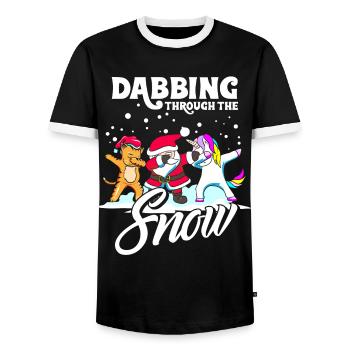 Dabbing Santa Dab Katze Einhorn Weihnachten - Männer Kontrast-T-Shirt - Schwarz/Weiß - Vorne - AI Model Female 172 light (172cm) & AI Model Male 178 light (178cm)