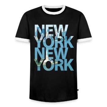 New York, New York - T-shirt contrasté Homme - noir/blanc - Devant - AI Model Female 172 light (172cm) & AI Model Male 178 light (178cm)