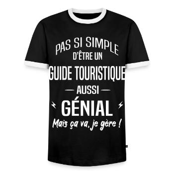 Guide touristique - T-shirt contrasté Homme - noir/blanc - Devant - AI Model Female 172 light (172cm) & AI Model Male 178 light (178cm)