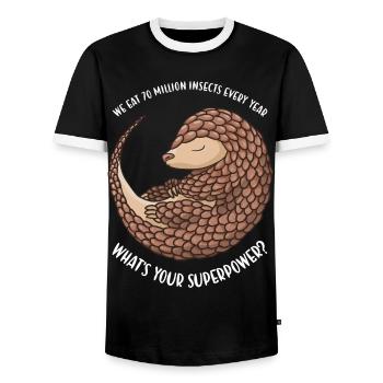 What's Your Superpower? Pangolin - Männer Kontrast-T-Shirt - Schwarz/Weiß - Vorne - AI Model Female 172 light (172cm) & AI Model Male 178 light (178cm)