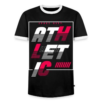 Athletic Sport Urban Streetstyle - Männer Kontrast-T-Shirt - Schwarz/Weiß - Vorne - AI Model Female 172 light (172cm) & AI Model Male 178 light (178cm)