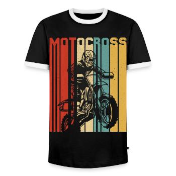 Motocross Dirt Bike Rider Moto Supercross MX - T-shirt contrasté Homme - noir/blanc - Devant - AI Model Female 172 light (172cm) & AI Model Male 178 light (178cm)