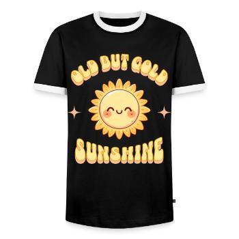 Old but Gold Sunshine Sonnenschein - Men's Ringer Shirt - black/white - Front - AI Model Female 172 light (172cm) & AI Model Male 178 light (178cm)