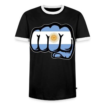 Poing du drapeau argentin - T-shirt contrasté Homme - noir/blanc - Devant - AI Model Female 172 light (172cm) & AI Model Male 178 light (178cm)