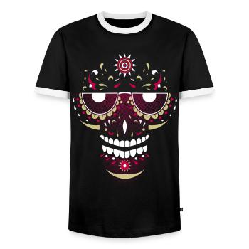 Crâne souriant - T-shirt contrasté Homme - noir/blanc - Devant - AI Model Female 172 light (172cm) & AI Model Male 178 light (178cm)