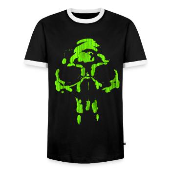 Neandertaler Neon Totenkopf - Minimal Horror - Männer Kontrast-T-Shirt - Schwarz/Weiß - Vorne - AI Model Female 172 light (172cm) & AI Model Male 178 light (178cm)