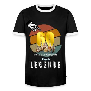 Geschenk Geburtstag 60 Kindergarten Legende lustig - Männer Kontrast-T-Shirt - Schwarz/Weiß - Vorne - AI Model Female 172 light (172cm) & AI Model Male 178 light (178cm)