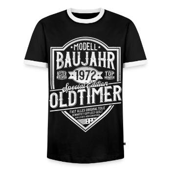 Oldtimer Baujahr 1972 Jahrgang 50 Geburtstag - Männer Kontrast-T-Shirt - Schwarz/Weiß - Vorne - AI Model Female 172 light (172cm) & AI Model Male 178 light (178cm)