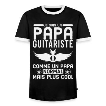 PAPA GUITARISTE 2 - T-shirt contrasté Homme - noir/blanc - Devant - AI Model Female 172 light (172cm) & AI Model Male 178 light (178cm)