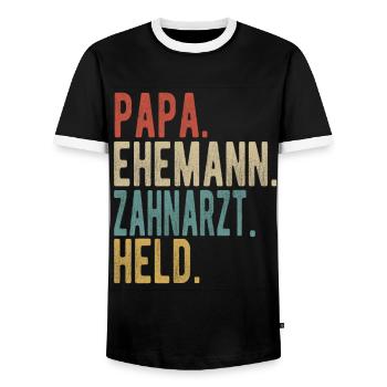 Zahnarzt Papa Ehemann Held - Männer Kontrast-T-Shirt - Schwarz/Weiß - Vorne - AI Model Female 172 light (172cm) & AI Model Male 178 light (178cm)