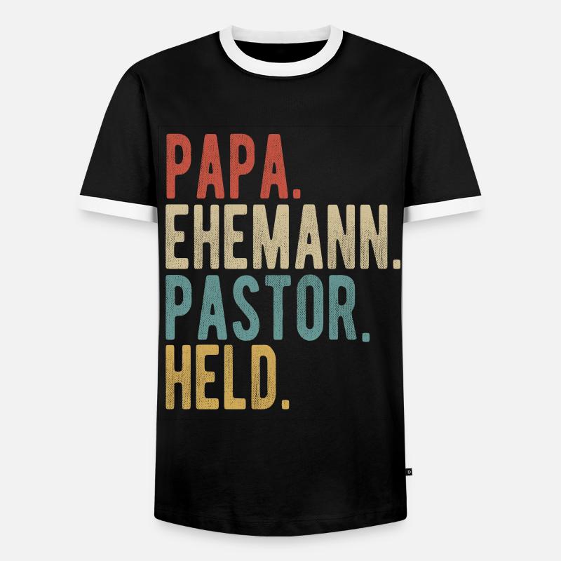 Pastor Papa Ehemann Held - Männer Kontrast-T-Shirt - Schwarz/Weiß