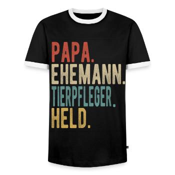 Tierpfleger Papa Ehemann Held - Männer Kontrast-T-Shirt - Schwarz/Weiß - Vorne - AI Model Female 172 light (172cm) & AI Model Male 178 light (178cm)