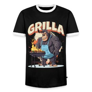 Grillen Grilla Griller Gorilla BBQ Spruch Lustig - Männer Kontrast-T-Shirt - Schwarz/Weiß - Vorne - AI Model Female 172 light (172cm) & AI Model Male 178 light (178cm)