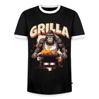 Grillen Grilla Griller Gorilla BBQ Spruch Lustig - Männer Kontrast-T-Shirt - Schwarz/Weiß - Vorne - AI Model Female 172 light (172cm) & AI Model Male 178 light (178cm)