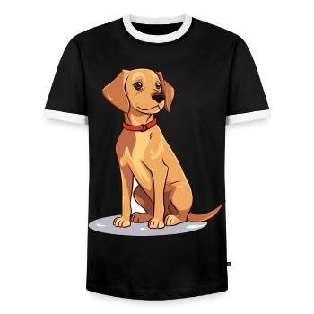 Cute dog design for dog owners - Men's Ringer Shirt - black/white - Front - AI Model Female 172 light (172cm) & AI Model Male 178 light (178cm)