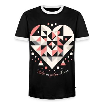 Modernes Liebesdesign: 'Liebe in jeder Form' - Männer Kontrast-T-Shirt - Schwarz/Weiß - Vorne - AI Model Female 172 light (172cm) & AI Model Male 178 light (178cm)