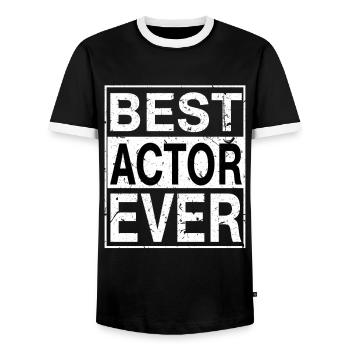 Best Actor Ever Actor Gift - Men's Ringer Shirt - black/white - Front - AI Model Female 172 light (172cm) & AI Model Male 178 light (178cm)