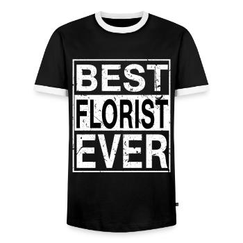Best Florst ever Florist Gift - Men's Ringer Shirt - black/white - Front - AI Model Female 172 light (172cm) & AI Model Male 178 light (178cm)