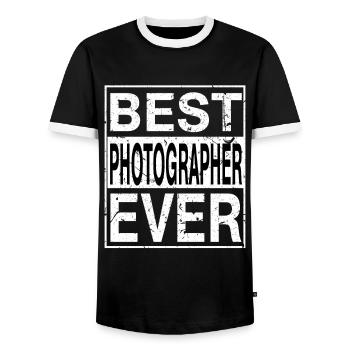Best Photographer Ever Photographer Gift - Men's Ringer Shirt - black/white - Front - AI Model Female 172 light (172cm) & AI Model Male 178 light (178cm)