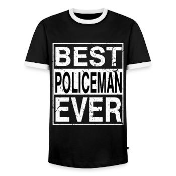Meilleur policier de tous les temps Cadeau de policier - T-shirt contrasté Homme - noir/blanc - Devant - AI Model Female 172 light (172cm) & AI Model Male 178 light (178cm)