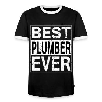 Best Plumber Ever Plumber Gift - Men's Ringer Shirt - black/white - Front - AI Model Female 172 light (172cm) & AI Model Male 178 light (178cm)