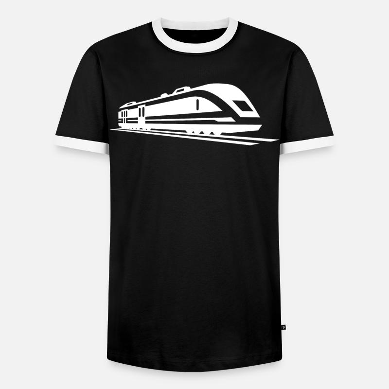 Train Drawing - Men's Ringer Shirt - black/white