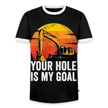 Excavator Construction Worker - Men's Ringer Shirt - black/white - Front - AI Model Female 172 light (172cm) & AI Model Male 178 light (178cm)