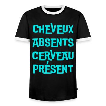 cheveux absents, cerveau présent - T-shirt contrasté Homme - noir/blanc - Devant - AI Model Female 172 light (172cm) & AI Model Male 178 light (178cm)