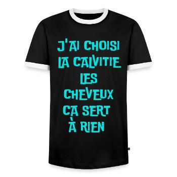 choisie la calvitie les cheveux ca sert à rien - T-shirt contrasté Homme - noir/blanc - Devant - AI Model Female 172 light (172cm) & AI Model Male 178 light (178cm)