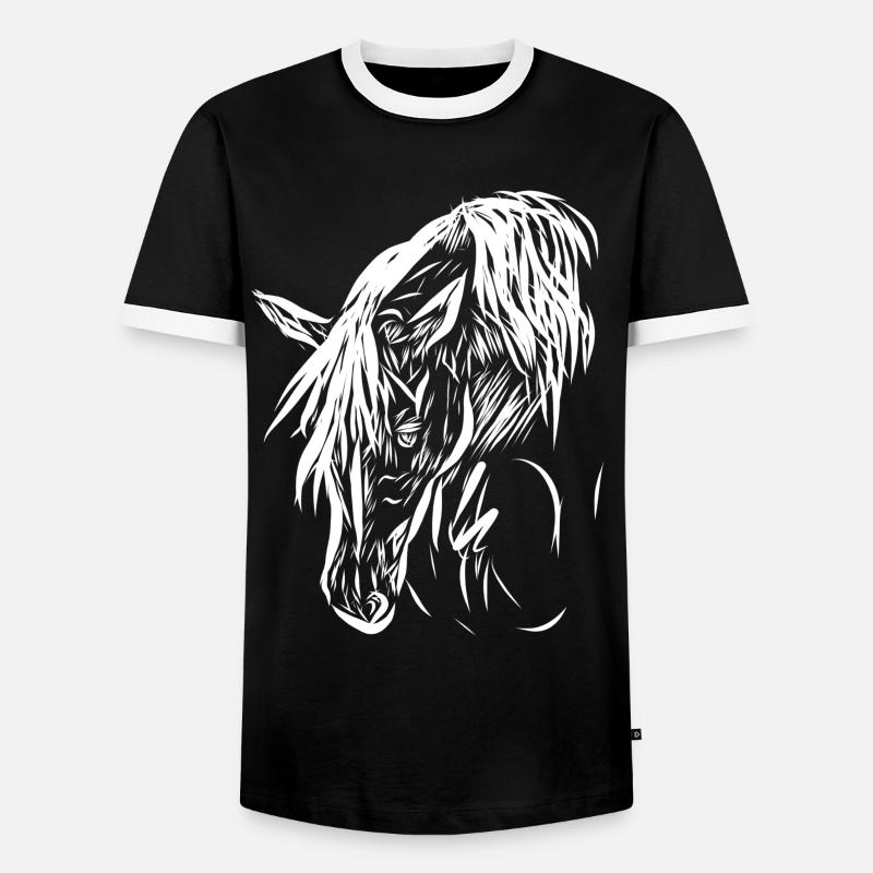 Pferd - Männer Kontrast-T-Shirt - Schwarz/Weiß