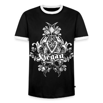 VEGAN - T-shirt contrasté Homme - noir/blanc - Devant - AI Model Female 172 light (172cm) & AI Model Male 178 light (178cm)