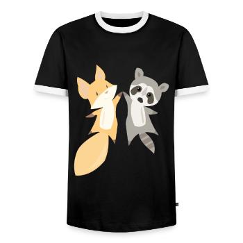 Raton laveur renard doux animaux doux amour des animaux cadeau - T-shirt contrasté Homme - noir/blanc - Devant - AI Model Female 172 light (172cm) & AI Model Male 178 light (178cm)