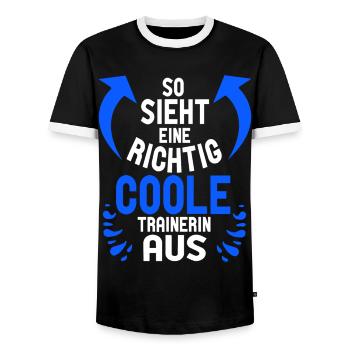 So sieht ein richtig cooler Trainer aus - Männer Kontrast-T-Shirt - Schwarz/Weiß - Vorne - AI Model Female 172 light (172cm) & AI Model Male 178 light (178cm)