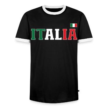 Italien Flagge - Männer Kontrast-T-Shirt - Schwarz/Weiß - Vorne - AI Model Female 172 light (172cm) & AI Model Male 178 light (178cm)