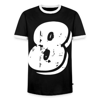 8 Zahl Symbol - Männer Kontrast-T-Shirt - Schwarz/Weiß - Vorne - AI Model Female 172 light (172cm) & AI Model Male 178 light (178cm)